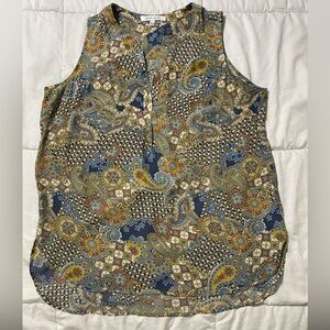 Rose & Olive Multicolor Paisley Sleeveless Blouse